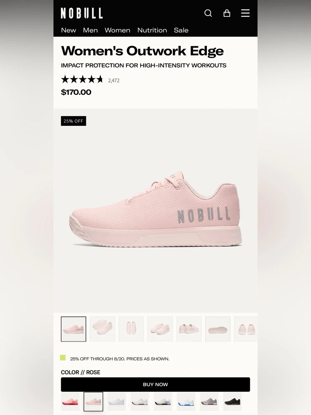 NOBULL Outwork Edge Shoes Light Pink Womens Size 8.5